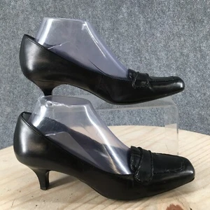 Bandolino Pumps Womens 7.5M Black Square Toe Slip On Casual Comfort Leather - Picture 1 of 17