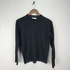 Smartwool Sweater Mens Large Fits Small Black Merino Wool V Neck Pullover - Picture 1 of 12