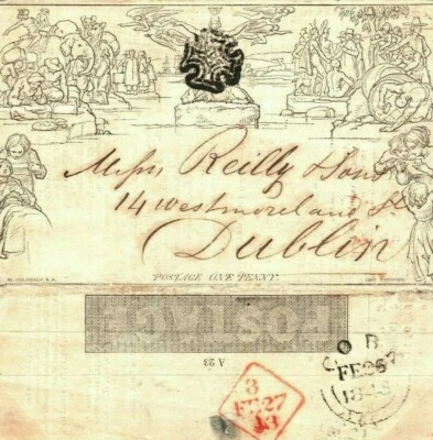 GB Ireland MULREADY ADVERT Cover Distinctive CORK MX 1843 *Blue* SG.MA120a 161h - Image 1 of 4