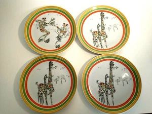 Zoophisticates Gant Gaither Teller Psychedelische Giraffen & Frösche Teller 4er Set - Bild 1 von 9