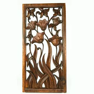 Scultura mandala in teak intagliato a mano arte decorativa da parete testiera decorativa - Foto 1 di 8
