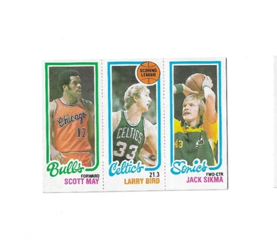 Vintage 1980 Topps Larry Bird Rookie Card # 232 w/ Scott May & Jack Sikma - Image 1 of 2