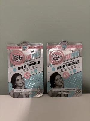 Soap & Glory The Fab Pore Skin-Smoothing Pore-Refining Face Sheet Mask x2 NEW - Image 1 of 4
