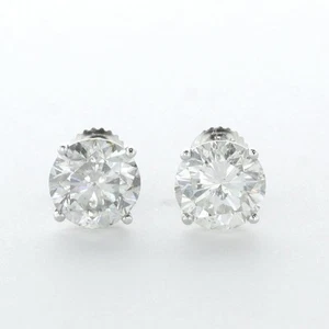 Pendientes redondos brillantes de oro blanco con diamantes naturales certificados G SI2 2,54ctw G SI2 - Imagen 1 de 10