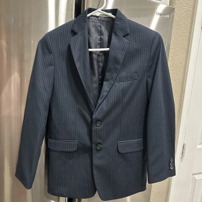 PERRY ELLIS PORTFOLIO Boys size 14 Black/Navy w/ Pinstripes Blazer Suit Jacket - Image 1 of 4