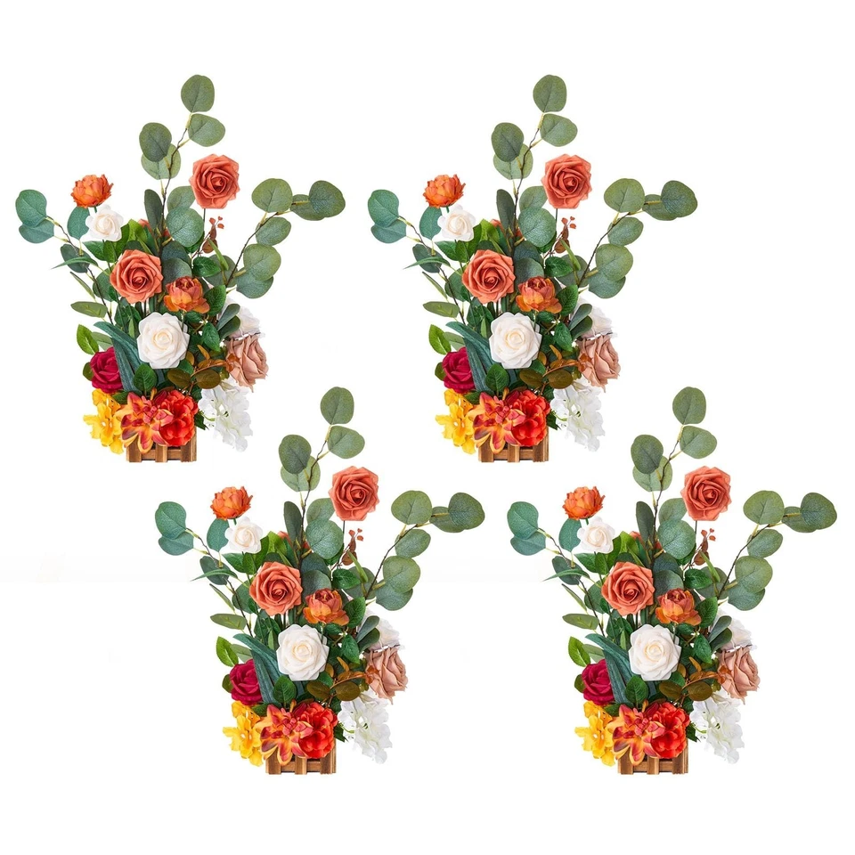 VEVOR Freestanding Flower Arrangements Wedding Orange Floral Centerpieces 4 Pcs