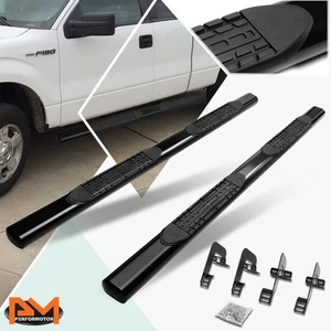 Para 04-14 Ford F150 Ext/Super Cab Ovalado 4" Escalón Lateral Barra Nerf Tabla de Correr Negra - Imagen 1 de 6