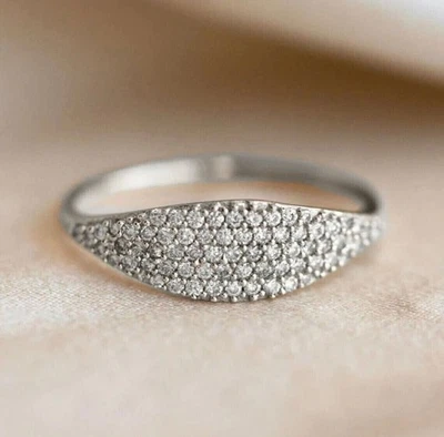 Anillo de compromiso AAA anillo de circonita cúbica plata de ley enchapado en oro blanco de 14K Foto 1 de 4