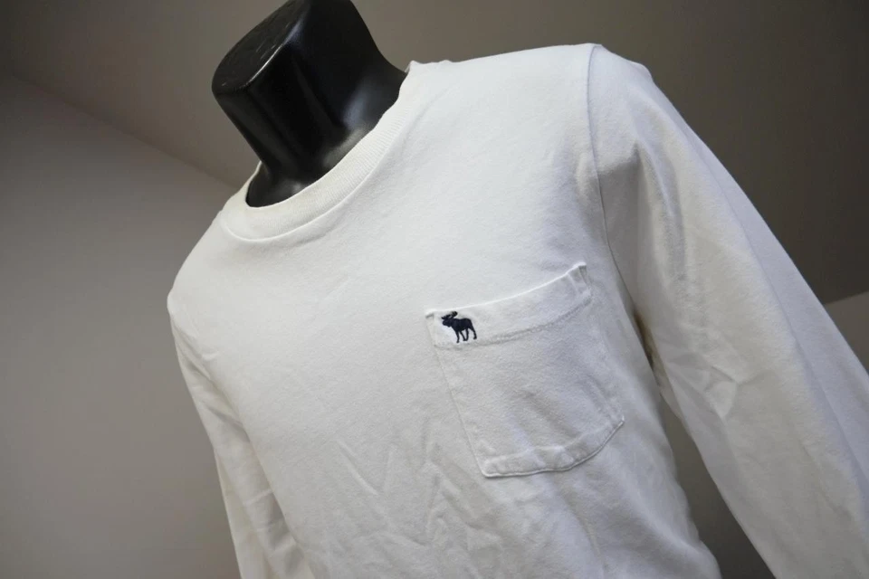 Camiseta Abercrombie & Fitch Ajuste Muscular Manga Larga Blanca Niños Talla 2XL XXL Foto 1 de 4