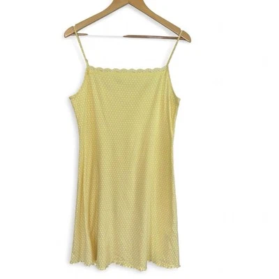 Secret Treasures Women’s Sleepwear Mini Dress. Large. Yellow/White Polka Dots. - Image 1 of 4
