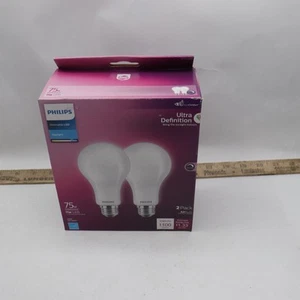 (2-Pk) Philips LED Flicker-Free Frosted Light Bulb Daylight 5000K 75W A21  - Picture 1 of 4