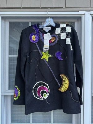 Suéter de lentejuelas Outlander vintage años 90 para mujer talla pequeña retro nuevo con etiquetas Foto 1 de 4