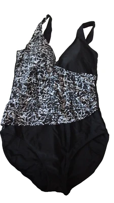 Traje de baño Jaclyn Smith blanco y negro traje de baño de una pieza talla 8 sujetador acolchado Foto 1 de 3