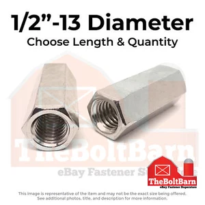 "Tuercas de acoplamiento de acero inoxidable de 1/2-13x1-1/4" (elige la cantidad) - Imagen 1 de 7