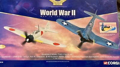 VINTAGE CORGI CAST IRON 1/72 F4U CORSAIR A6M2 ZERO DOGFIGHT WW2 LTD EDITION NEW - Image 1 of 4