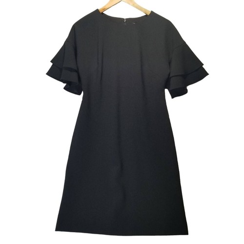 OFF WHITE Abito a tubino nero con maniche a volant WHBM taglia 2 XS