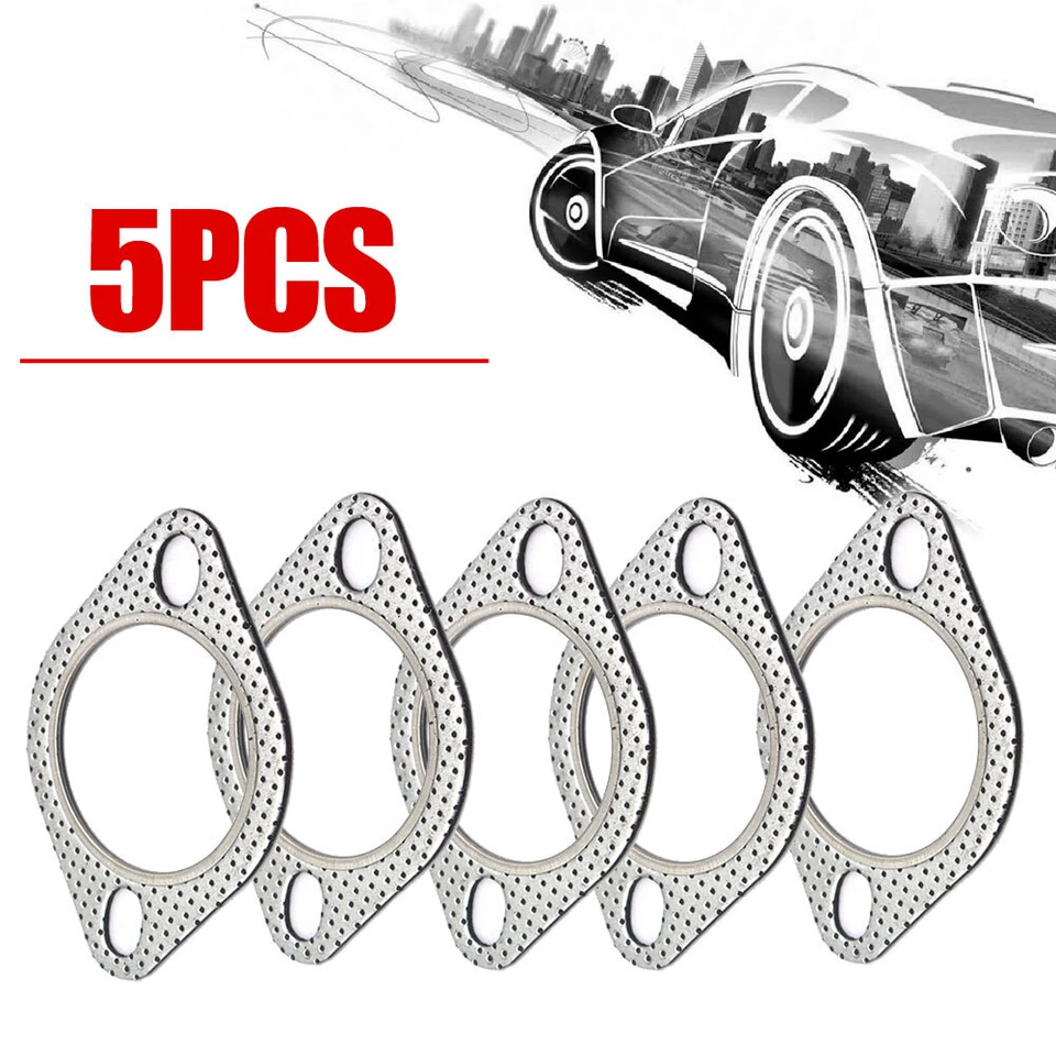 5 peças carro 2 parafusos junta de escape de alta temperatura flange carro 2,5 polegadas junta de cabeça de cilindro - Imagem 1 de 4