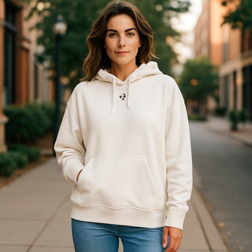 OFF WHITE Felpa donna Adidas panna con cappuccio taglia L