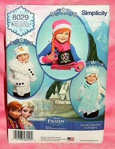 Uncut Simplicity Frozen Anna Elsa Olaf Beanie Hats Mittens Scarf Pattern 8029 - Picture 1 of 2