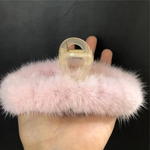 Women's Real Mink Fur Hair Clip Hair Claw Hairpin Bobby Pin Hair Accessories - Picture 1 of 6