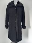 Ladies Jaques Vert Black Fur Trim Coat, Medium, Size 14