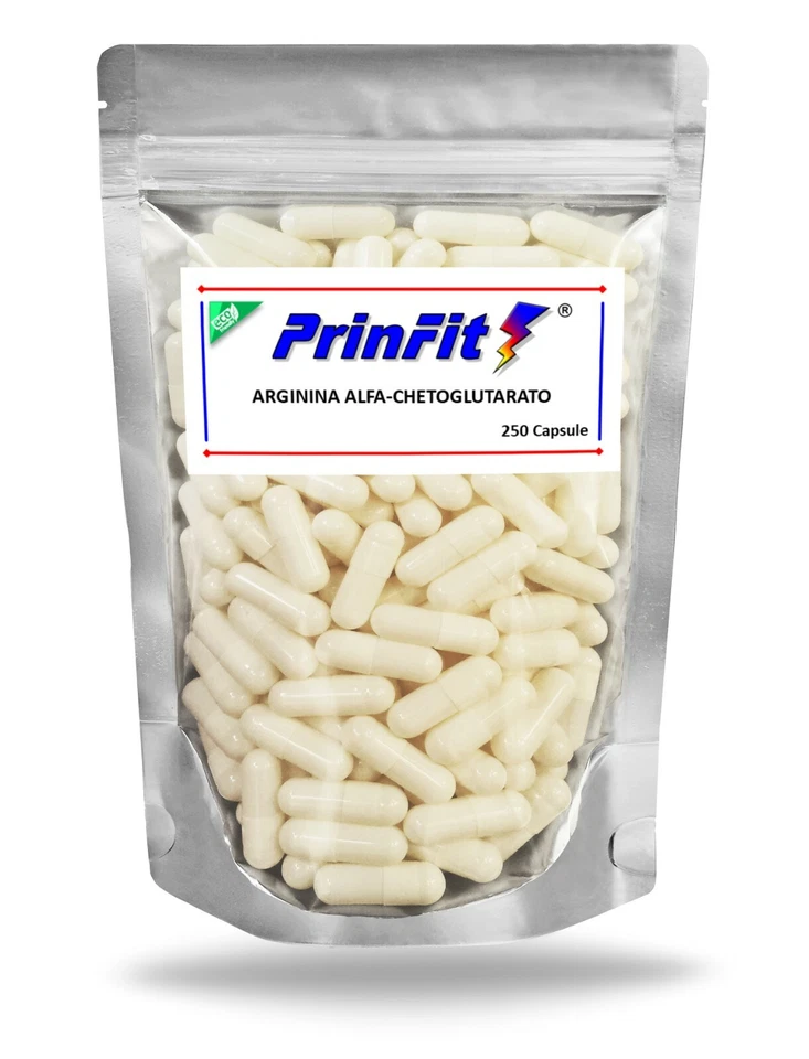 Arginina e AKG - 250 Capsule Ossido Nitrico Vigore Sessuale e Erezione - PrinFit
