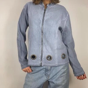 Chaqueta acogedora vintage y2k mezcla de algodón ojal cremallera  - Imagen 1 de 6