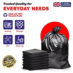 100 EXTRA STRONG BLACK HEAVY DUTY BIN LINERS BAGS REFUSE SACKS - COMMERCIAL - Picture 1 of 5