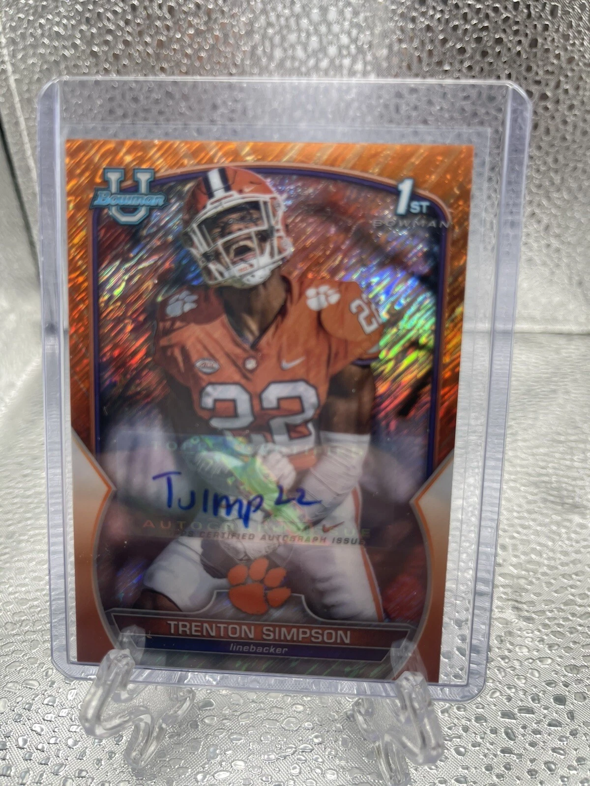 2022 BOWMAN UNIVERSITY CHROME TRENTON SIMPSON ORANGE REFRACTOR ROOKIE AUTO /25