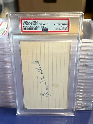 George Strickland Signed 3x5 Index Card 1950's Baseball PSA COA - Image 1 of 3