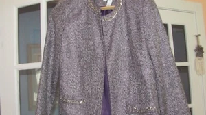 Women’s Alfred Dunner Size 12 cotton blend gray mix Blazer Jacket EXC COND - Picture 1 of 6