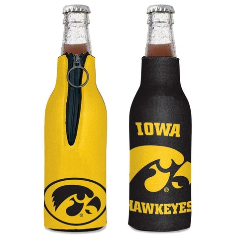 Iowa Hawkeyes 12oz Two Sided Bottle Cooler [NEW] NCAA Can Holder Foam Koozie Cover