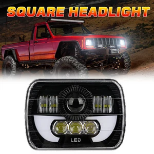 Faro de haz alto bajo LED rectangular de 7x6" 5x7" para camioneta Jeep Cherokee XJ YJ 1 pieza - Imagen 1 de 9