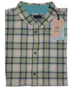 NWT PrAna Graden Green Multicolor Organic Cotton Short Sleeve Shirt Size XL - Picture 1 of 8