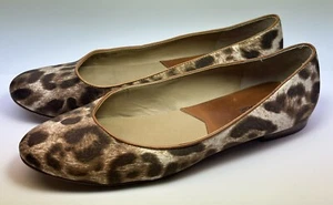 Michael Kors Flats - Brown Leather Slip On Shoes 10M Safari Animal Print - Picture 1 of 10