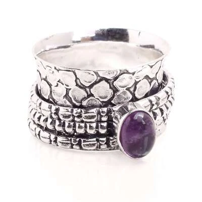 Placcato Argento Spinner Anello Handmade Gioielli Regalo Per Donna Misura Eu 8.5 - Immagine 1 di 3