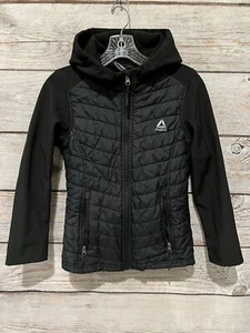 Reebok Black Jacket Zip Front Hoodie Pockets Polyester Shell/Lining Boy's Size M - Picture 1 of 11