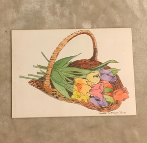 Yvonne Hartmann Smith Zeichenkorb mit Blumen gebraucht Postkarte 5x7 - Bild 1 von 6