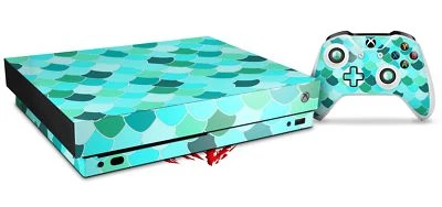 Skin for XBOX One X Console Controller Scales Blue Green Decal - Image 1 of 3