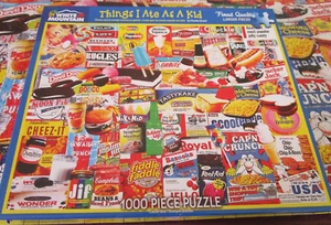 Complete White Mountain "Things I Ate As A Kid" Jigsaw Puzzle 1000 Pcs Vtg Food - Picture 1 of 3