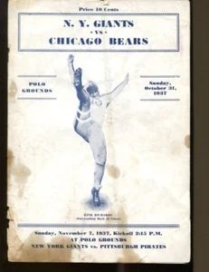 1937 New York Giants v Chicago Bears NFL Football Program Kink Richards Good - Picture 1 of 4