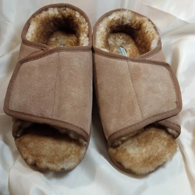 Zapatillas de piel de oveja Hammacher Schlemmer usadas en excelente estado XXL ~ 12,5" de largo X 5" a través Foto 1 de 4