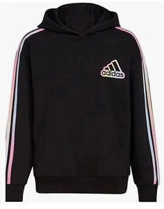 Adidas Boys Allover Print Fleece Hoodie, AA7483T AK04 KE JC98 SZ: S (8) Black - Picture 1 of 2