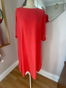 ' Zei La La' Size XL Langan Look Orange Cotton/Linen /Barrel Skirt Shift Dress - Picture 1 of 10