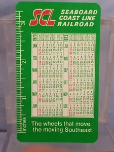 Vtg Advertising Pocket Wallet Calendar Card: 1973 SEABOARD COAST LINE RAILROAD - Picture 1 of 2
