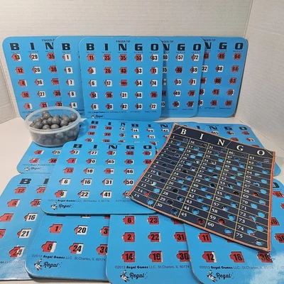 Regal Games Easy Read 5 Ply Jumbo Finger-Tip Shutter Slide Bingo Cards Blue  - Image 1 of 4