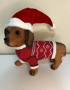 12x12x5.5” Holiday Christmas Dachshund Weenie Dog Resin Figurine - Picture 1 of 8