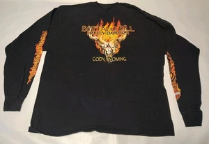 XXXL 2014 Harley Davidson Black Flames Buffalo Bill Cody Wyoming Long Sleeve - Picture 1 of 7