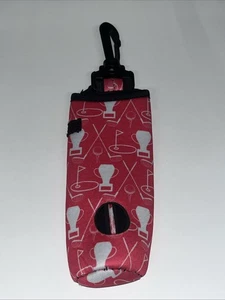 Marsupio golf neoprene portatile 3 palline cintura marsupio porta maglietta rosa caldo e bianco - Foto 1 di 2