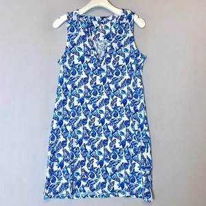 Lilly Pulitzer Dress Large Blue White Sleeveless Shell Collector Dev - Picture 1 of 15